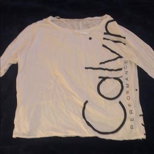 White Calvin Klein quarter sleeve shirt